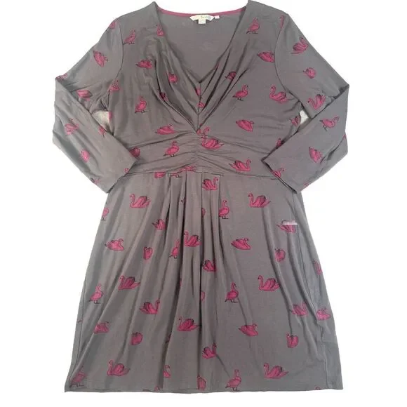 Boden | Dresses | Boden Dress Womens 2 Marion Swan Empire Waist Baby Doll  Long Sleeve Midi Gray | Poshmark